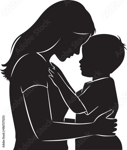 Mother and child embrace