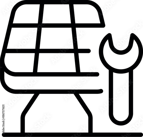 Icon of solar panel undergoing maintenance, symbolizing renewable energy and sustainable technology