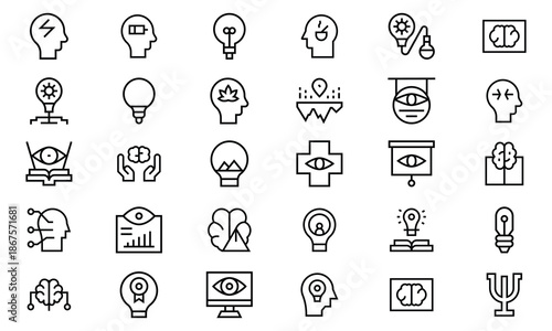 Thin Line Style Insight Icons with30 Vectors Creative Icon Set .