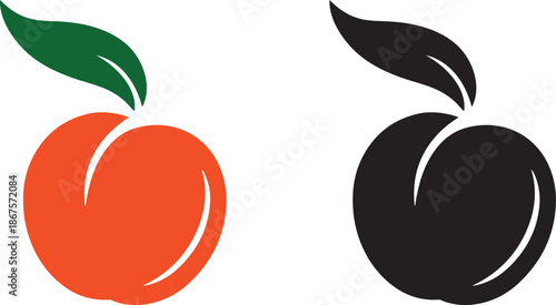 Peach Fruit Silhouette Vector Design Illustration Clipart Eps