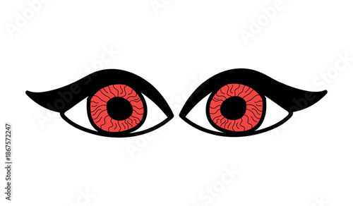 Red Irritated Eyes Illustration Vector