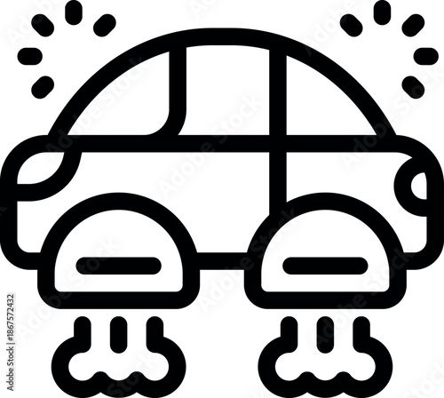 Futuristic flying car hovering over the ground, featuring engine blasters and shining lights, representing innovative transportation