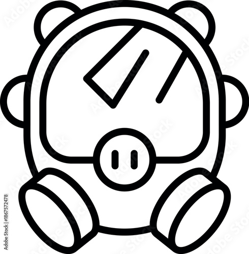 Simple line icon of a gas mask, providing protection against hazardous substances and viruses