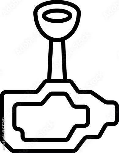 Simple line icon of a gear stick lever, representing manual transmission and vehicle control