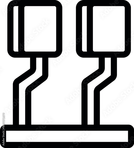 Simple black and white line drawing of car pedals representing driving and acceleration control