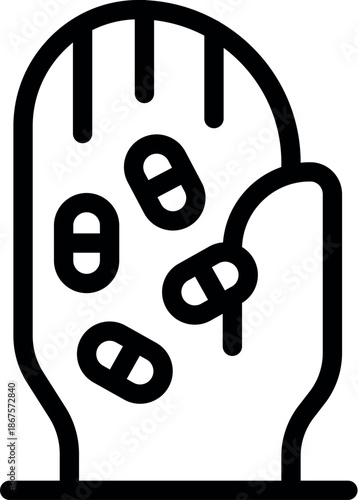 Hand holding several medical pills, representing pharmaceutical production, prescription dispensing, or drug use