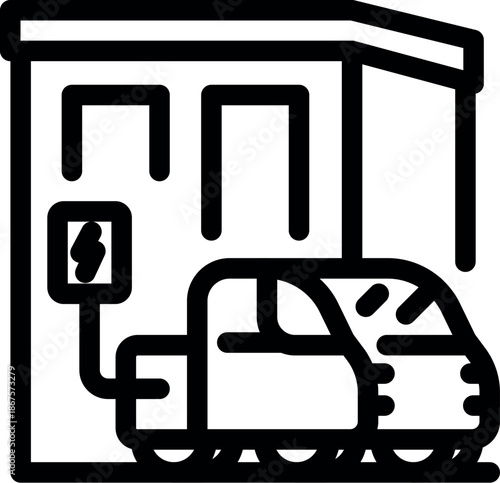Small electric car charging at a station, promoting sustainable and eco friendly transportation solutions