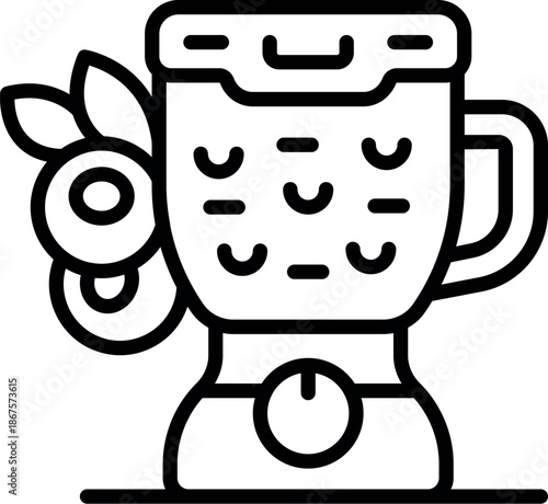 Blender making mixing blueberry smoothie with timer, healthy eating and lifestyle