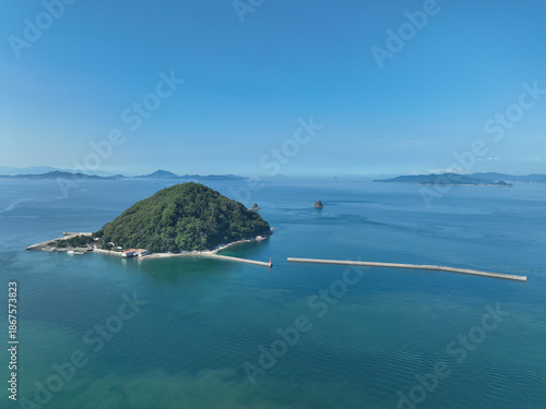 愛媛県松山市　早朝の鹿島の風景