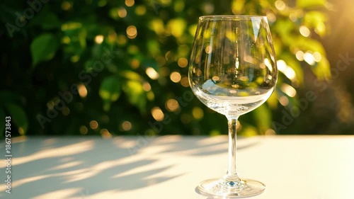 Wallpaper Mural Abstract motion background of blurred green foliage and sunlight shimmering through wine bottle glass on a white backdrop creating moving bokeh overlay, modern, corporate Torontodigital.ca