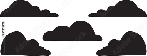 Black clouds on a white background illustration