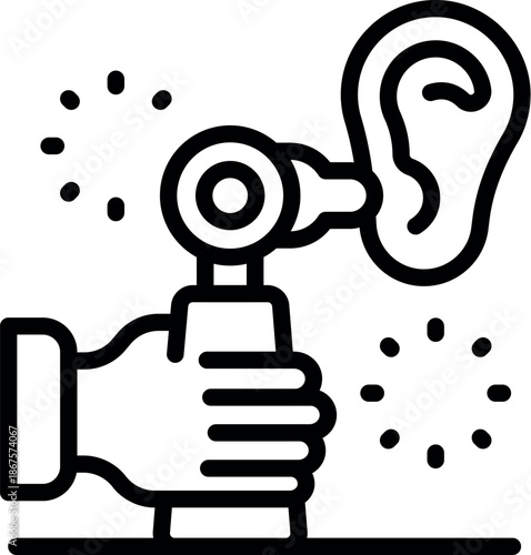 Medical professional holding otoscope, examining ear canal for diagnosis and treatment of ear conditions