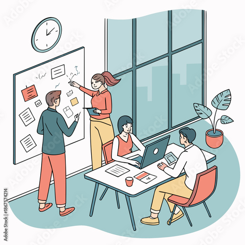 Team collaboration in a modern office