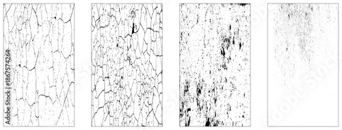 Set of Black and white grunge. Distress overlay texture. Surface dust and rough dirty wall background concept. Distress illustration simply place over object to create grunge effect