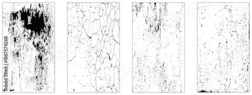 Set of Black and white grunge. Distress overlay texture. Surface dust and rough dirty wall background concept. Distress illustration simply place over object to create grunge effect