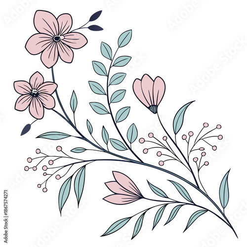 Delicate flower branch illustration