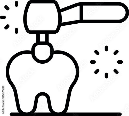 Dentist using a special tool drilling a tooth for dental hygiene
