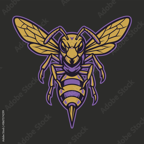 Angry Wasp Insect Mascot Logo.