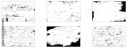 Set of Black and white grunge. Distress overlay texture. Surface dust and rough dirty wall. Vector illustration.