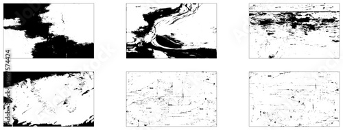 Set of Black and white grunge. Distress overlay texture. Surface dust and rough dirty wall. Vector illustration.