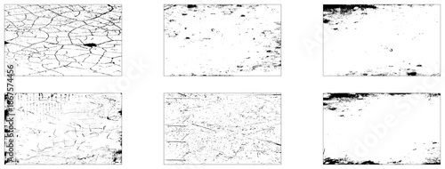 Set of Black and white grunge. Distress overlay texture. Surface dust and rough dirty wall. Vector illustration.