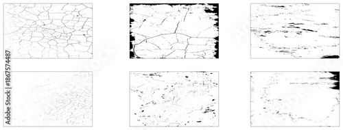 Set of Black and white grunge. Distress overlay texture. Surface dust and rough dirty wall. Vector illustration.