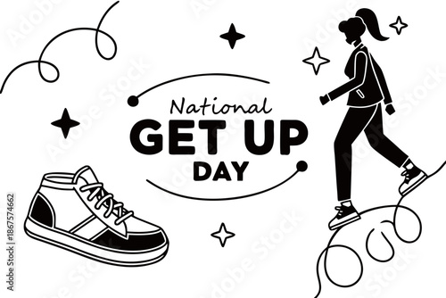 National Get Up Day Vector Artwork Featuring Inspiration and Motivation Isolated on White Background