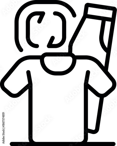 Clothes recycling process transforming old t shirt and trousers into new garments