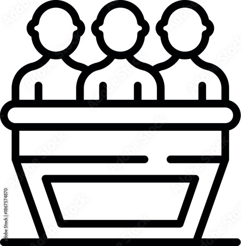 Jury deliberating verdict during court hearing, making important decision about justice