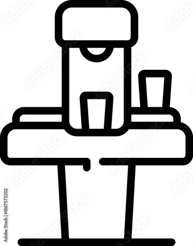 Office water cooler standing on small table, providing refreshing drinks