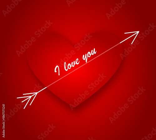 Valentine's Day card with a heart pierced by an arrow and the inscription "I love you"
