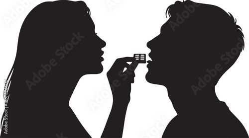 Silhouette of Couple Sharing a Pillow Talk Moment