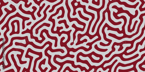 Abstract Reaction Diffusion Pattern Red White Organic Texture.