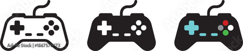 Wired game controller icon set gaming joystick vector illustration graphic design concept