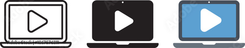 Laptop with play button icon set video streaming illustration graphic design element concept