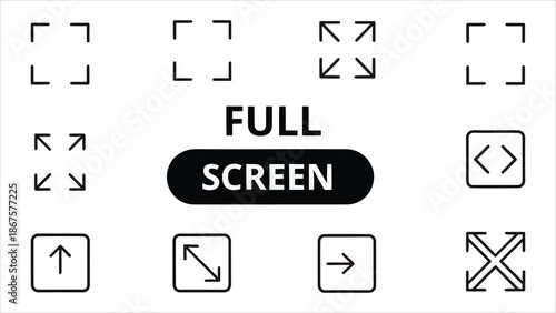 Full screen exit arrows vector icon set.eps