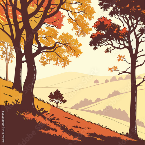 Autumn landscape with trees