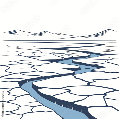 Dry riverbed in desert landscape