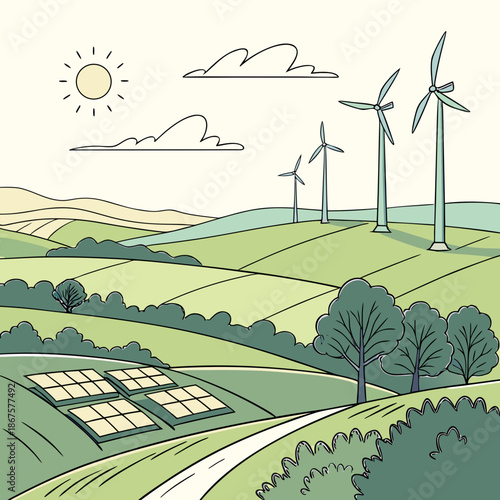 Landscape with renewable energy sources