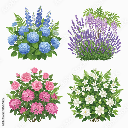 Four beautiful floral arrangements with different flowers.