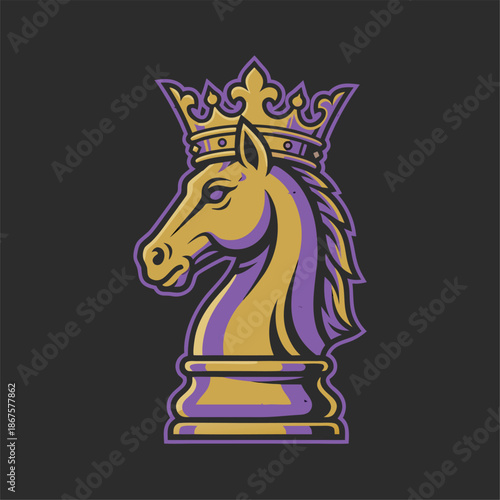 Golden Horse Chess Piece with Crown.