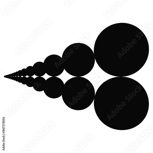 Dynamic black circles in perspective on white background