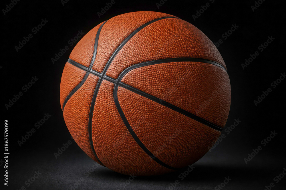 Fototapeta premium basketball on black. Basketball ball isolated on black background professional sports equipment