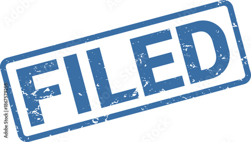 Filed Rubber Stamp Vector – Blue Grunge Document Status Label