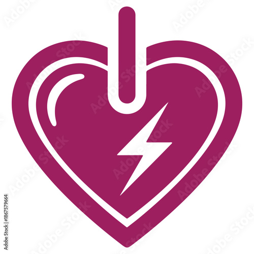Purple Heart Icon with Lightning Bolt Symbolizing Energy and Life Support