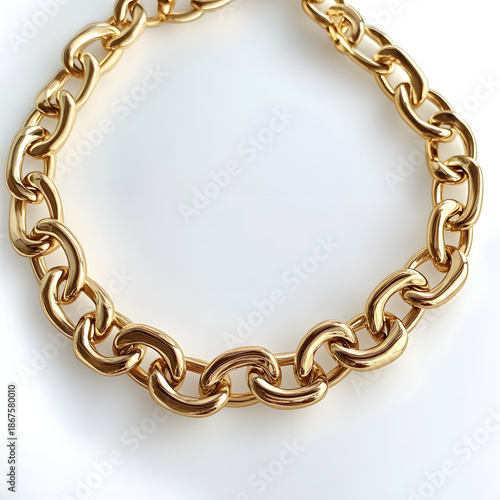 Elegant golden chains are depicted in a flat 2D vector illustration, featuring a luxurious metallic shine and isolated on a clean white background, suggesting wealth and connection.