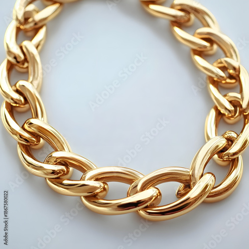 Elegant golden chains are depicted in a flat 2D vector illustration, featuring a luxurious metallic shine and isolated on a clean white background, suggesting wealth and connection.
