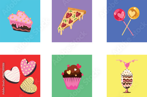 Bright Cartoon Sweets For Branding, Playful Flat Style Icons Of Confections For Marketing And Packaging