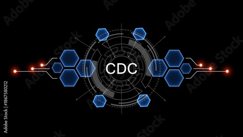 Internet, business, Technology and network concept. CDC Software concept as an innovation. Virtual button on black background. 4k video