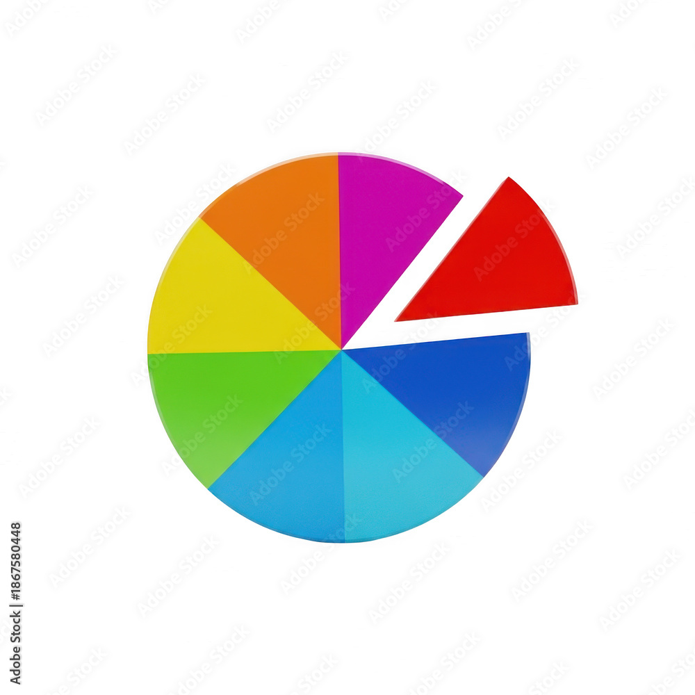 Fototapeta premium Vibrant pie chart segment isolated on transparent background